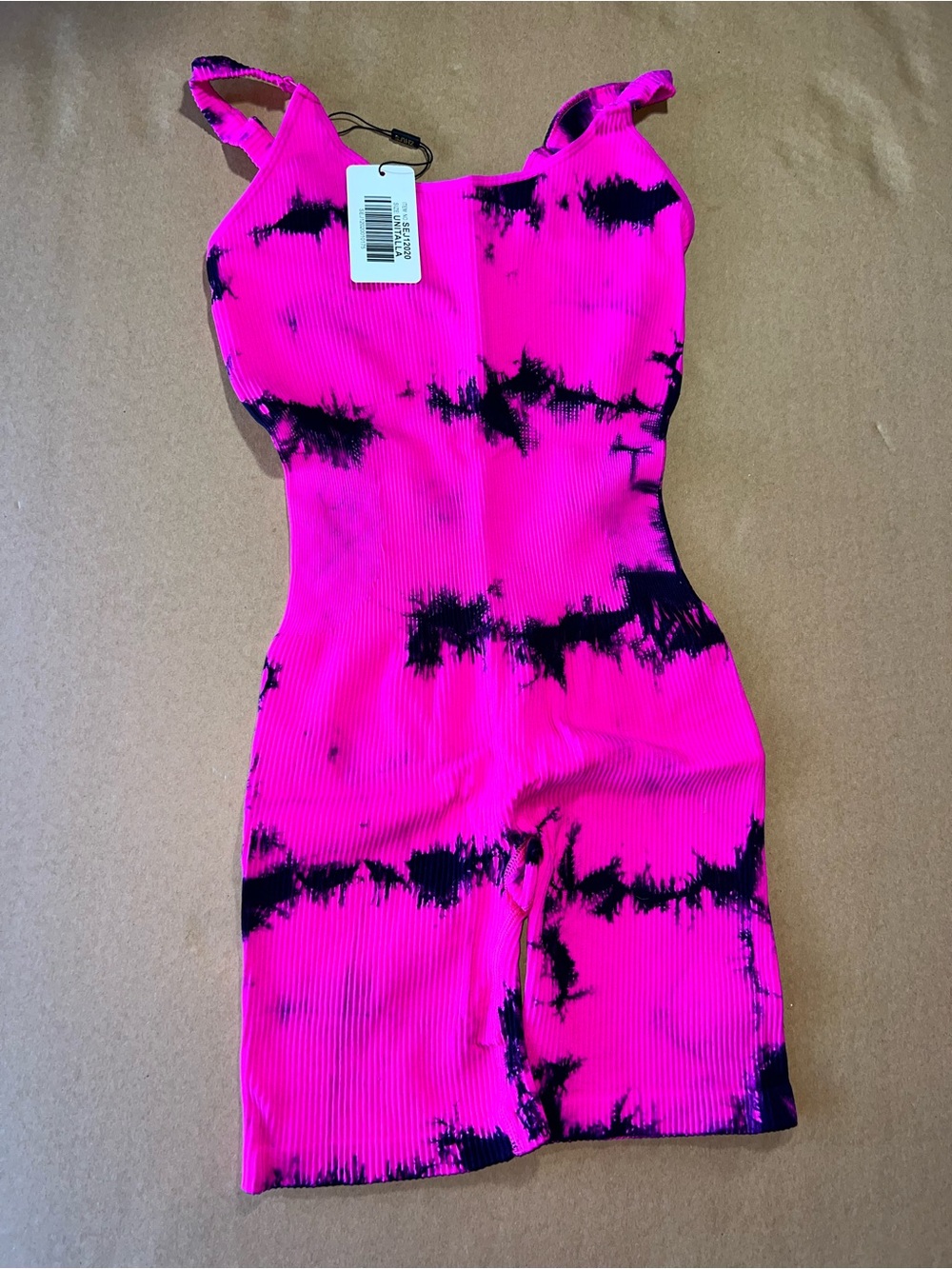 Tie-Dye Hot Pink Ribbed Jumpsuit Romper